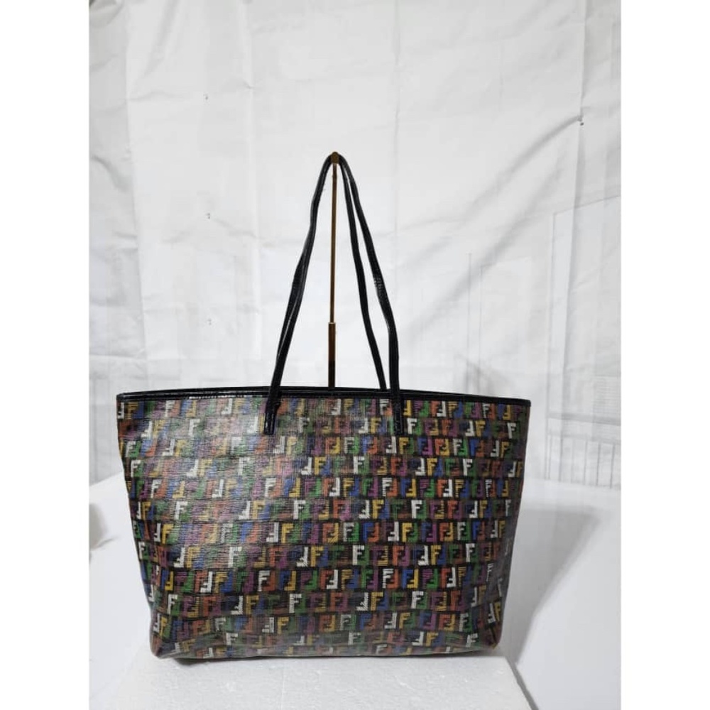 Authentic Fendi Multicolored Zucca Coated Canvas Large Roll Tote Bag - Picture 4 of 15